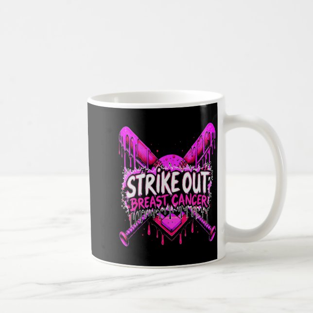 Strike Out Breast Cancer Baseball Softball Drip Ho Kaffemugg (Höger)