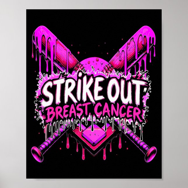 Strike Out Breast Cancer Baseball Softball Drip Ho Poster (Framsidan)