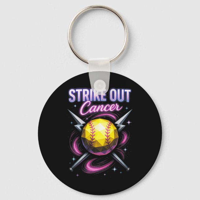 Strike Out Cancer - Breast Cancer Softll Support  Nyckelring (Framsida)