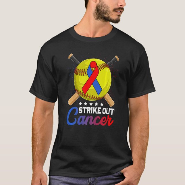 Strike Out Pulmonary Fibrosis Awareness Red Blue R T Shirt (Framsida)