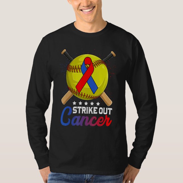 Strike Out Pulmonary Fibrosis Awareness Red Blue R T Shirt (Framsida)