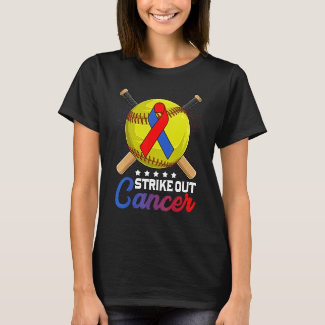 Strike Out Pulmonary Fibrosis Awareness Red Blue R T Shirt (Framsida)