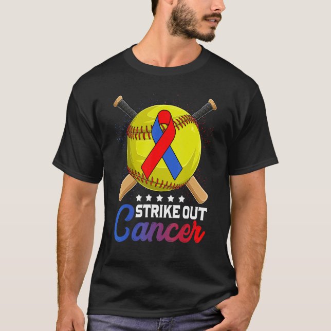 Strike Out Pulmonary Fibrosis Awareness Red Blue R T Shirt (Framsida)