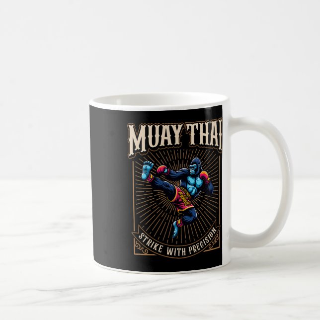 Strike With Precision - Cool Muay Thai Gorilla Kic Kaffemugg (Höger)