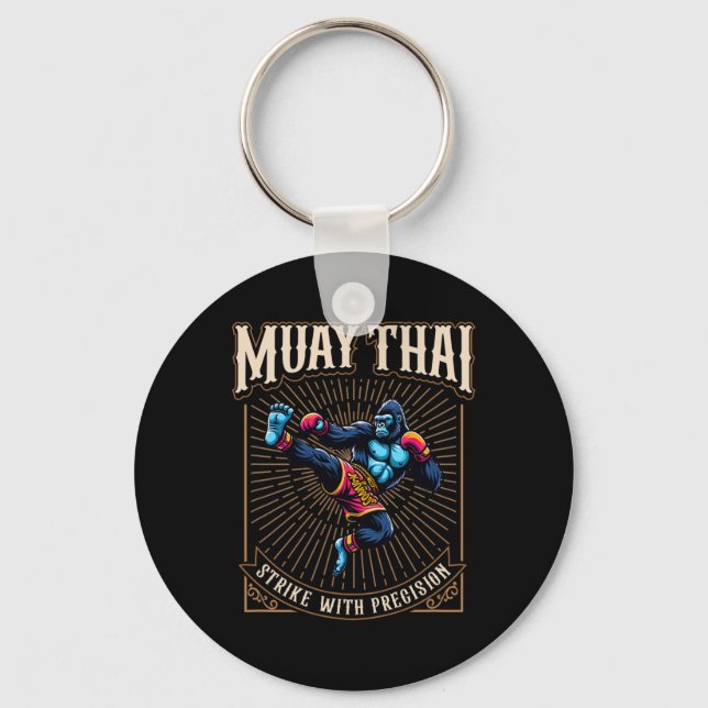 Strike With Precision - Cool Muay Thai Gorilla Kic Nyckelring (Framsida)