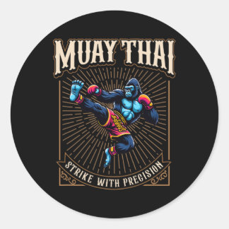 Strike With Precision - Cool Muay Thai Gorilla Kic Runt Klistermärke