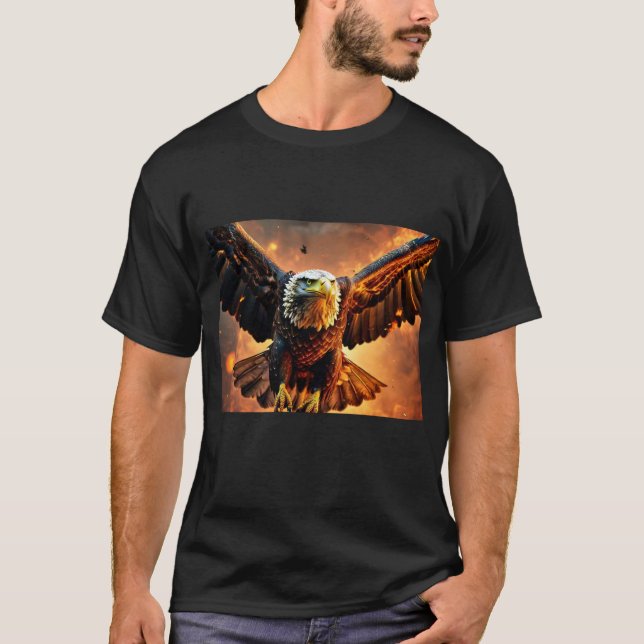 "Striking Black Eagle Graphic Tee: Bold and Majest T Shirt (Framsida)