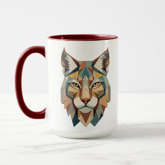Striking Colorful Geometric Lynx Face Mugg