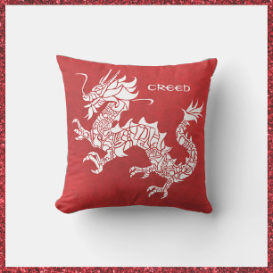 Striking Red and White Dragon Kudde