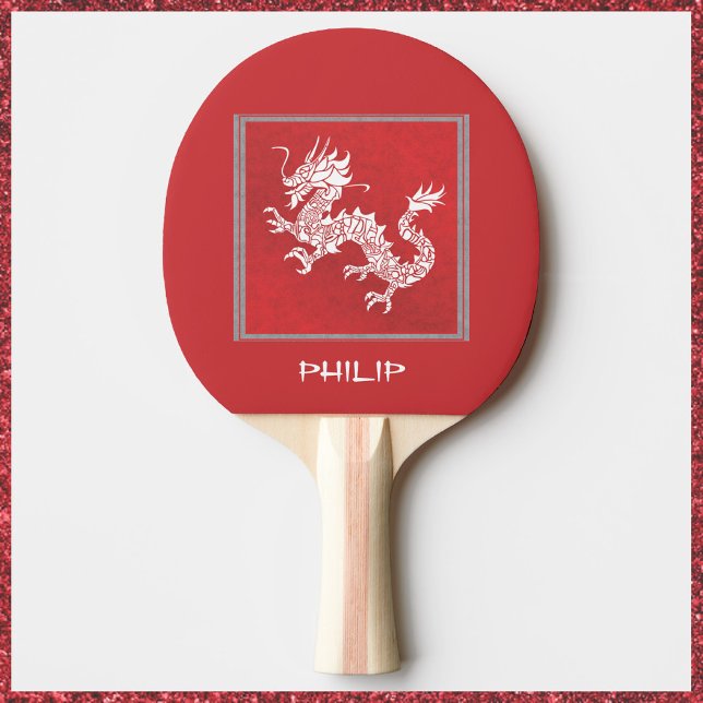 Striking Red and White Dragon Pingisracket (Skapare uppladdad)