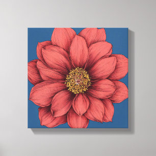 Striking Red Dahlia Canvastryck