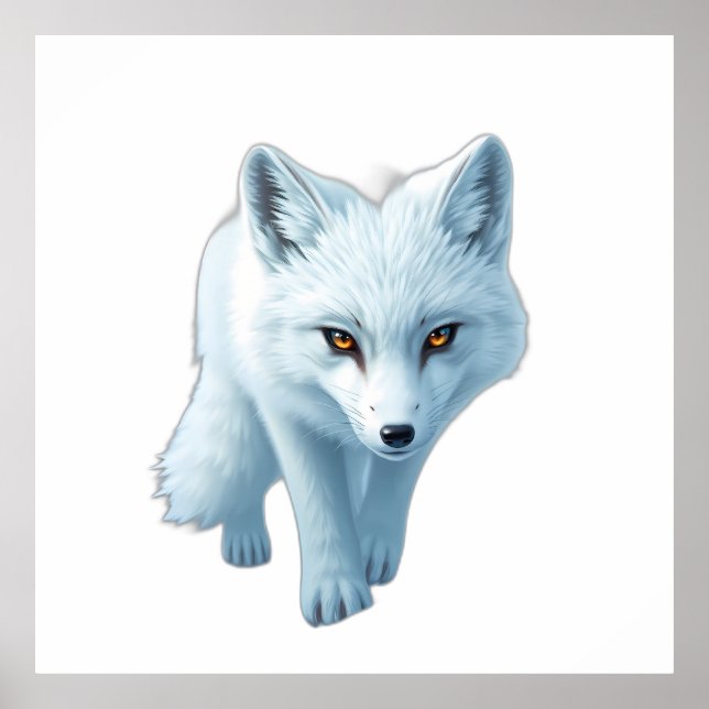 Striking White Arctic Fox with Intense Gaze Poster (Framsidan)