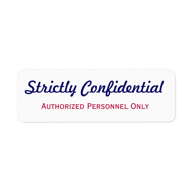 Strikt konfidentiell etikett returadress etikett (Framsidan)
