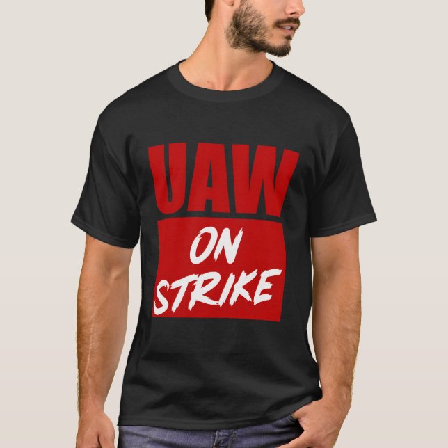 Strim Uaw Workers Strejka Walkout T Shirt (Framsida)