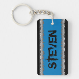 Strimlad keychain för anpassadeblåttsvart grått nyckelring