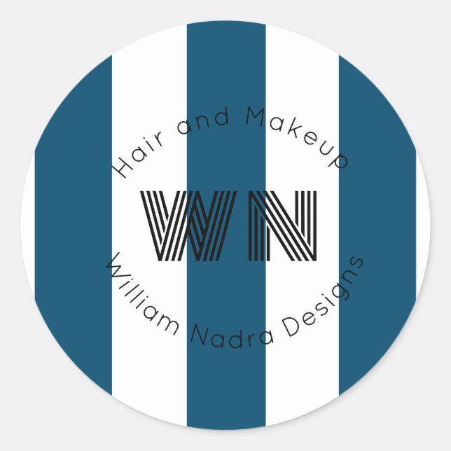 strimlad logotyp i monogram blåvit etikett (Framsida)