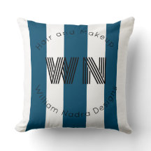 strimlad logotyp, monogram blå Dekorativ kudde