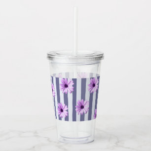 strimlad mönster med lila daisy take away mugg