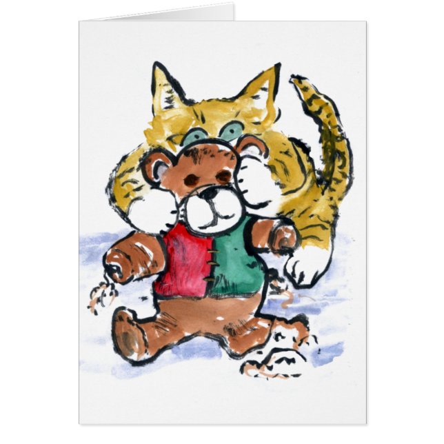 Strimlad nalle hälsningskort (Framsidan)