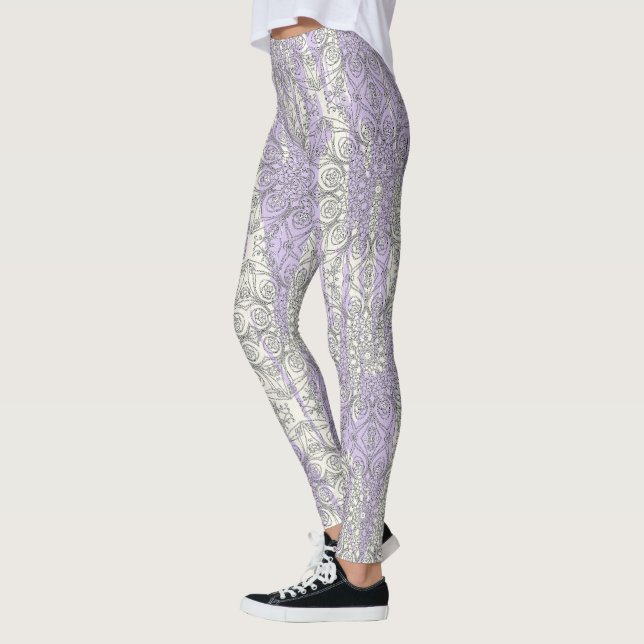 Strimlade randar med påfågelinspirationer leggings (Vänster)