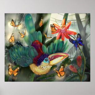 Strimmad aracari Toucan Poster