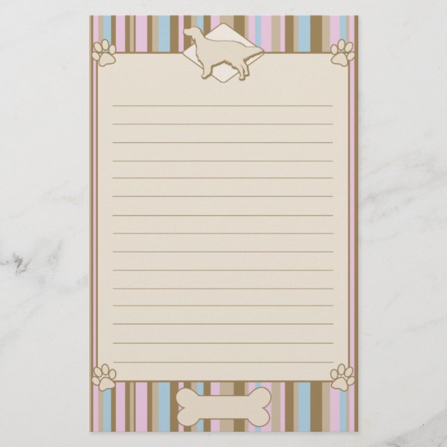 Strimmad engelska Setter Stationery Brevpapper (Framsida)