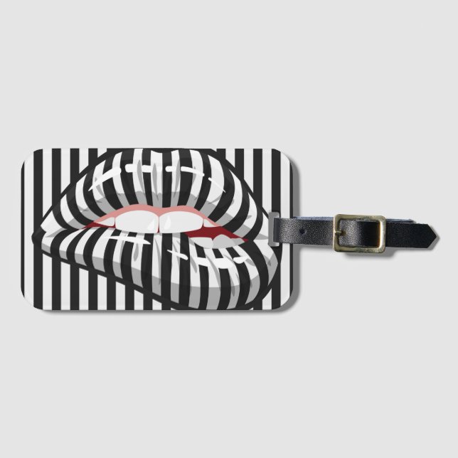 Strimmad Läppar Bagagebricka (Framsida horisontal)