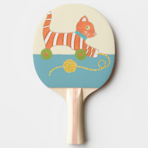 Strimmad Leksak-katt med Boll av String Pingisracket