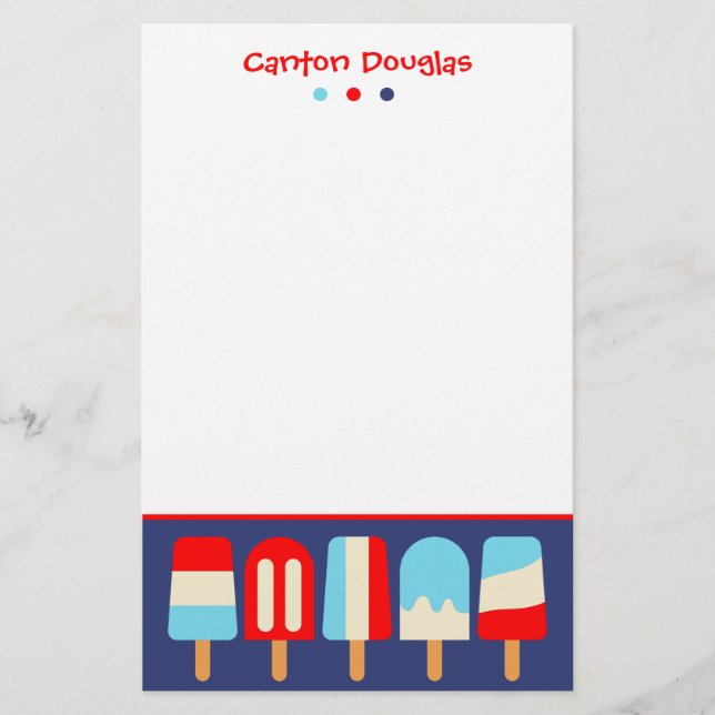 Strimmad Popsicles Personlig Stationery Brevpapper (Framsida)