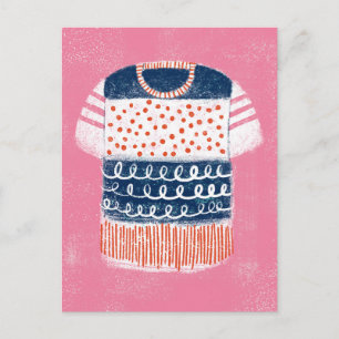 Strimmat T-shirt-vykort Vykort