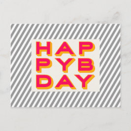 Strimmat vykort för Lycklig Bday Typography