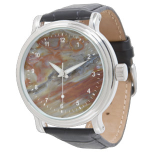 Strimmig fossiliserad trä armbandsur