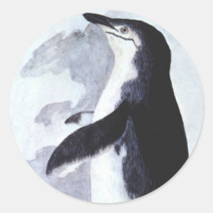 Strimpelpingvin, Vintagefåglar från Antarktis Runt Klistermärke