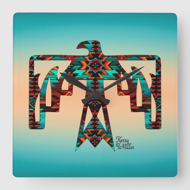 Strimthunderbird Wall Clock Fyrkantig Klocka (Framsida)