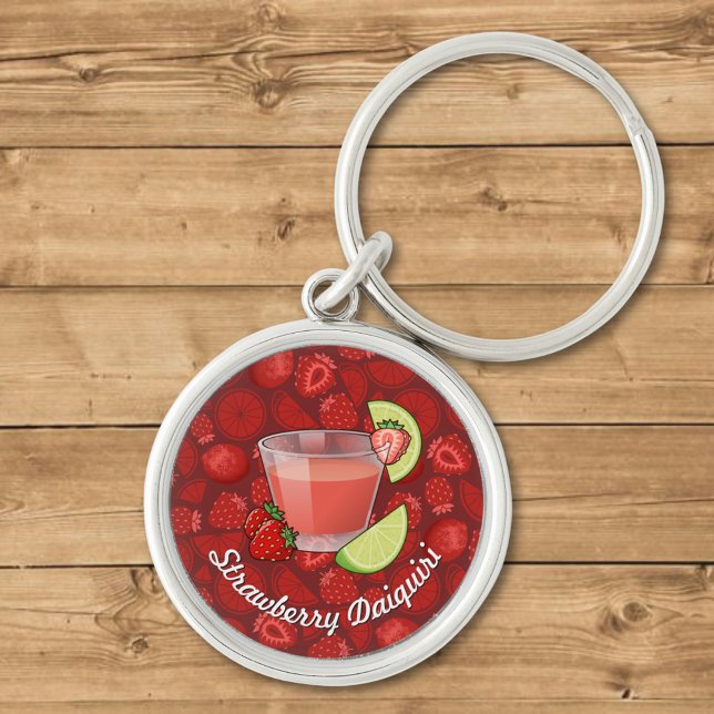 Strimwberry Daiquiri Keychain Rund Silverfärgad Nyckelring (Skapare uppladdad)