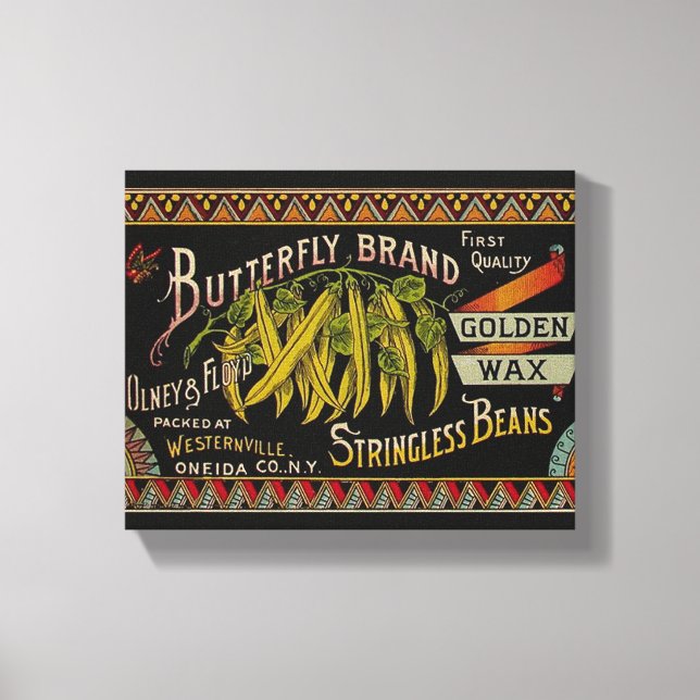 String Bean Label Vegetable Land Canvastryck (Framsida)