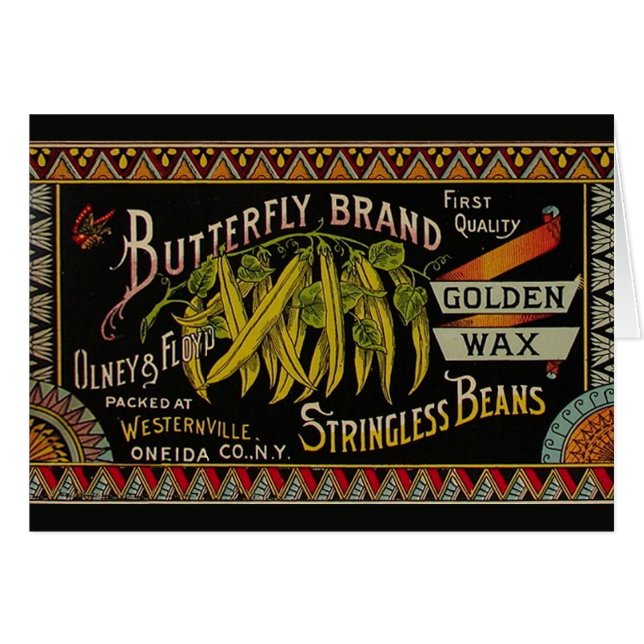 String Bean Label Vegetable Land Hälsningskort (Framsidan Horizontal)