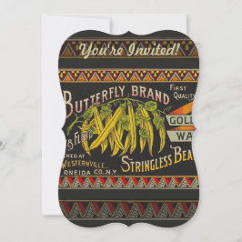 String Bean Label Vegetable Land Inbjudningar