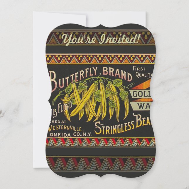 String Bean Label Vegetable Land Inbjudningar (Framsida)