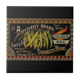 String Bean Label Vegetable Land Kakelplatta