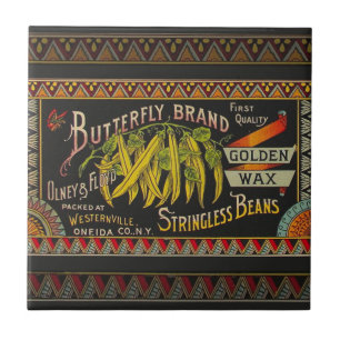 String Bean Label Vegetable Land Kakelplatta