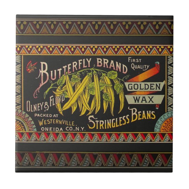 String Bean Label Vegetable Land Kakelplatta (Framsidan)