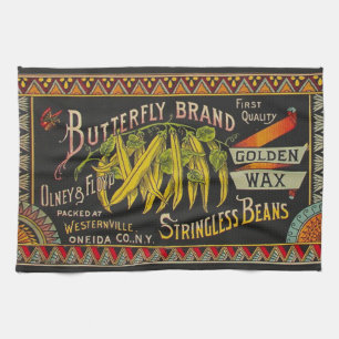 String Bean Label Vegetable Land Kökshandduk