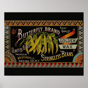 String Bean Label Vegetable Land Poster