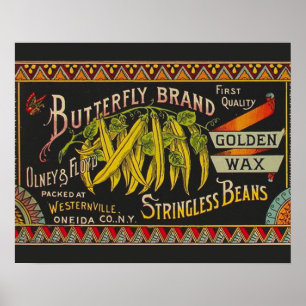 String Bean Label Vegetable Land Poster