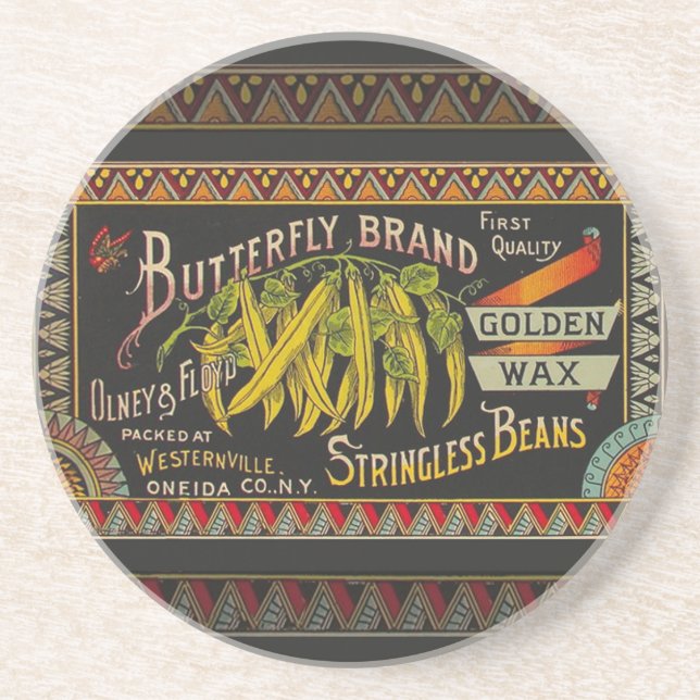 String Bean Label Vegetable Land Underlägg (Framsidan)