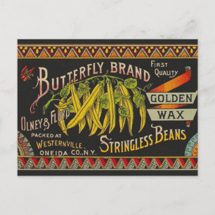 String Bean Label Vegetable Land Vykort