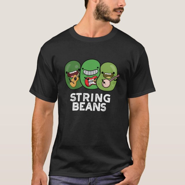 String Beans Funny Vegetable Pun Mörk BG T Shirt (Framsida)
