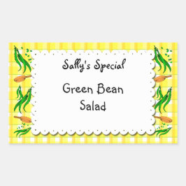 String Beans Gult Checks Anpassningsbar Food Stick Rektangulärt Klistermärke