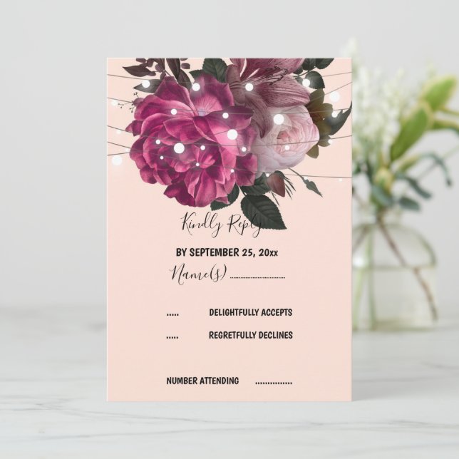 string light Burgundy-blomma OSA-inbjudan Inbjudningar (Stående Fram)